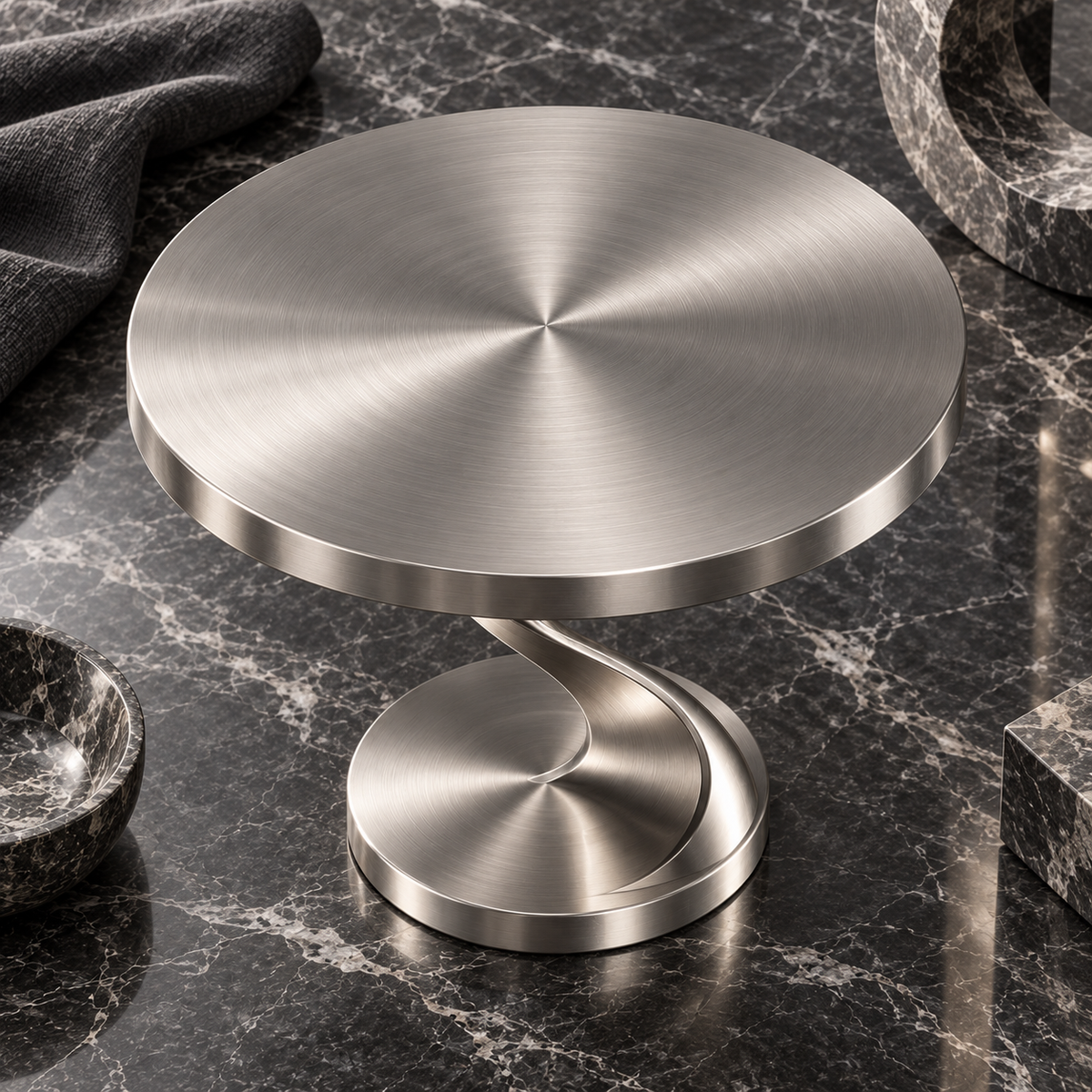 nexuvori™ FORMA STAND — Sculptural Metal Cake Stand · Architectural Dessert Display Pedestal · 11 in
