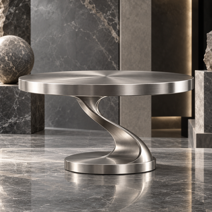 nexuvori™ FORMA STAND — Sculptural Metal Cake Stand · Architectural Dessert Display Pedestal · 11 in