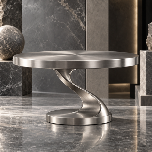 nexuvori™ FORMA STAND — Sculptural Metal Cake Stand · Architectural Dessert Display Pedestal · 11 in