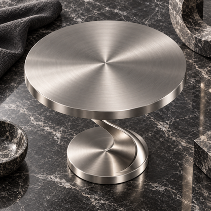nexuvori™ FORMA STAND — Sculptural Metal Cake Stand · Architectural Dessert Display Pedestal · 11 in