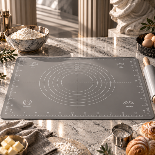 nexuvori™ ECLIPSE MAT — Minimalist Silicone Pastry Rolling Mat · Non-Slip Geometric Dough Prep Surface · 24 × 16 in