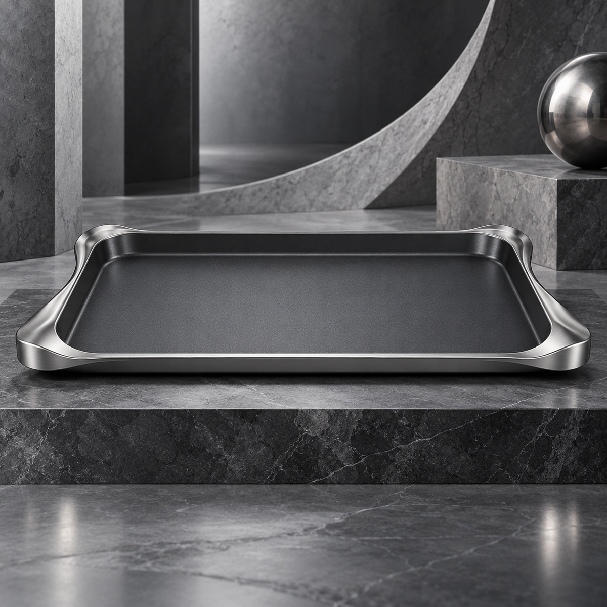 nexuvori™ AEROFRAME — Architectural Nonstick Baking Sheet · Sculptural Rim Cookie Tray · 17 × 12 in
