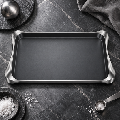 nexuvori™ AEROFRAME — Architectural Nonstick Baking Sheet · Sculptural Rim Cookie Tray · 17 × 12 in