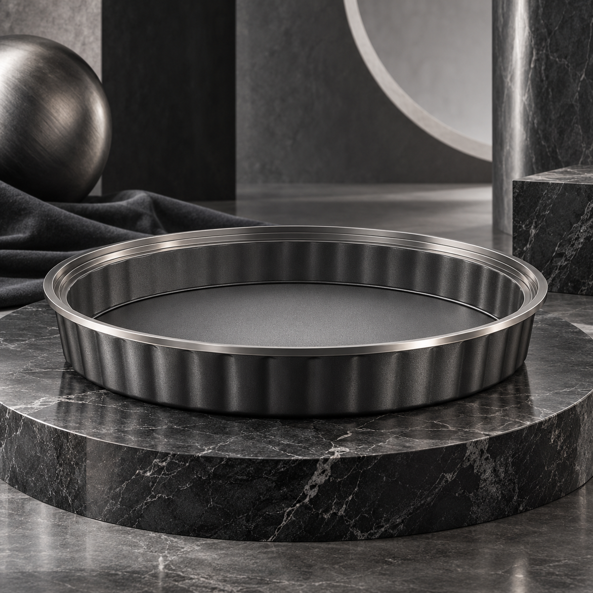 nexuvori™ ORBIT TART — Sculptural Removable-Bottom Tart Pan · Contemporary Quiche Mold · 9 in